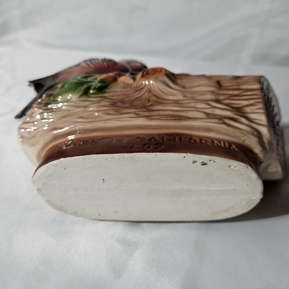 Vintage California Pottery Song Bird On Log Planter - Picture 3 of 4
